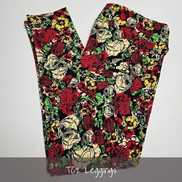 LuLaRoe TC2 Leggings Plus Size Floral NEW - Picture 1 of 1
